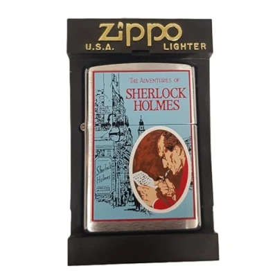 Image of Zippo Sherlock Holmes Ltd Edition Brushed Chrome Petrol Lighter Baker Street