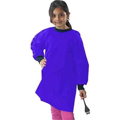 Image of School Kids Craft Time Art Class Protective Wipe Clean Smock Apron (8 10 Years, Royal)
