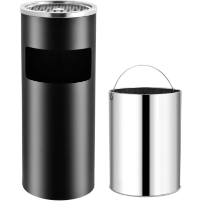 Image of vidaXL Ashtray Dustbin Hotel 30 L Steel Black