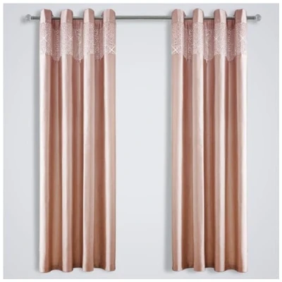 Image of GC GAVENO CAVAILIA Living Room Curtains Eyelet 90x90 Inch Fully Lined Ring Top Drapes Blush Pink