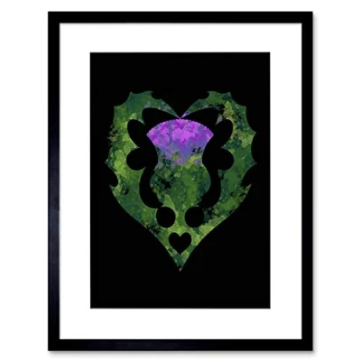 Image of Wee Blue Coo Thistle Scottish Scotland Flower Abstract Framed Wall Art Print