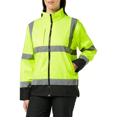 Image of Blackrock Hi Vis Yellow &amp; Black Soft Shell Jacket, Men&#039;s Women&#039;s, Warm, Windproof Water Resistant, High Visibility Reflective Safety Wear, Fully EN Certified Medium