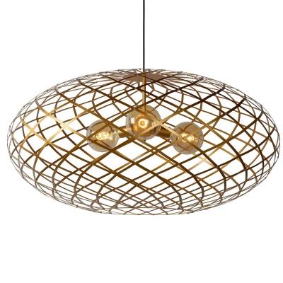 Image of Lucide WOLFRAM Pendant light 100 cm 3xE27 Matt Gold / Brass