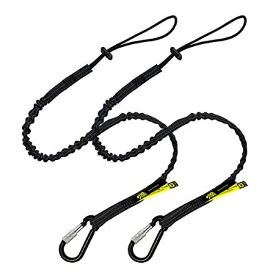 Image of BearTOOLS Tool Lanyard with Single Carabiner and Adjustable Loop End, Standard Length, Maximum Weight Limit 8KG / 17.6lb, Aluminum Screw Lock Shock Cord Stopper, 0922S (2 Pack)