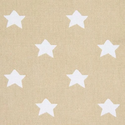 Image of HOMESCAPES Pure Cotton Furnishing Fabric Stars Beige 150 cm Wide Printed on Thick Woven for Upholstery Curtain Cushion Soft Furnishings Heavy Dress Material Per Metre