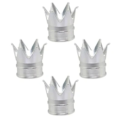 Image of SENZEAL 4Pcs Dust Caps for Car Tyres Crown Tyre Valve Universal Aluminum Alloy Stem Cars Bikes Trucks Motorcycle (Silver)