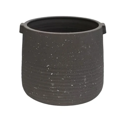 Image of Ivyline Aurora Terrazzo Handle Planter in Slate Premium Quality Waterproof Indoor Houseplant Pot with Handles H17cm x D19cm