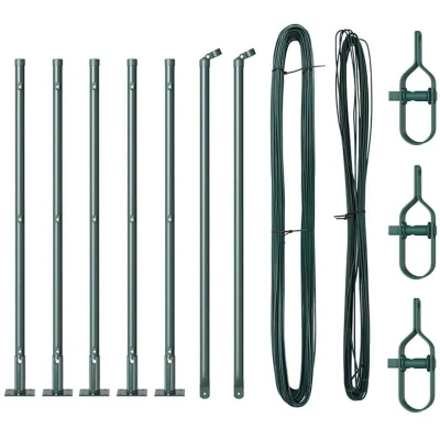 Image of vidaXL Fence Posts with Base Plates 7 pcs Ø32mm 70cm Galvanised Steel