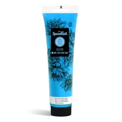 Image of Speedball 150ml 5oz Water Soluble Block Ink Fluorescent Blue, For Printing, Lino Screen Artists Kit
