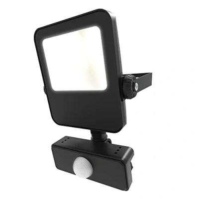 Image of 4lite Motion Sensor Floodlight (Black) 2400lm IP65 Rated Compact LED Integrated 10W Flood Light 4L2/1028 4Yr Guarantee