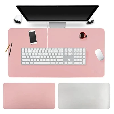 Image of BUBM PU Leather Mouse Pad Mat Waterproof, Perfect Desk Writing for Office and Home,Ultra Thin 2mm 31.5&quot;x15.8&quot; (Pink)