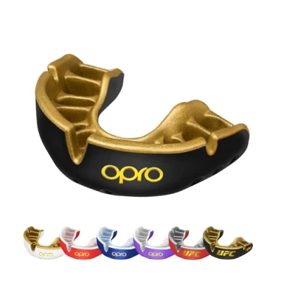 Image of OPRO Gold Level Mouthguard, Adults and Kids Sports Mouth Guard, Featuring Revolutionary Fitting Technology for Boxing, Lacrosse, MMA, Martial Arts, Hockey, All Contact (Black, Youth)