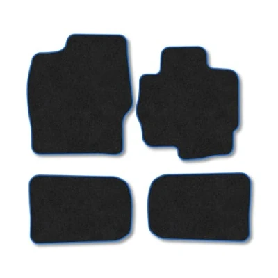 Image of Car Mats Compatible with Mitsubishi Colt (2004 2009) Tailored Fit Blue Carpet Floor Set Accessory Custom 4 Pieces Anti Slip Backing &amp; Binding Trim Edge