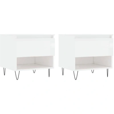 Image of vidaXL Coffee Tables 2 pcs High Gloss White 50x46x50 cm Engineered Wood