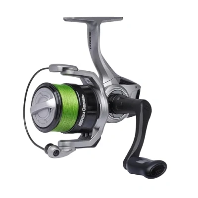 Image of Abu Garcia Max X Spinning Reel with Line, Freshwater Angler Fishing Pike Perch &amp; Zander, Aluminum Spool, Robust Ambidextrous 2000 Size 5.2:1 Gear Ratio Grey Black