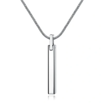 Image of COAI Simple Bar Necklace Tungsten Steel for Men, Snake Chain Silver Men 55cm