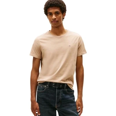 Image of Tommy Jeans Men&#039;s TJM Xslim Jersey Tee Dm0Dm04411 S/S T Shirt, Beige (Coastal Taupe), XS