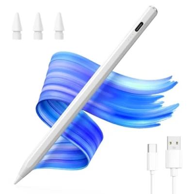 Image of Stylus Pen for iPad(2018 2025) 2X Faster Charge Pixel Precision, Tilt Sensitive Compatible Apple iPad 11/10/9/8/7/6th Gen, Pro 12.9/11/13 Inch M4, Air 3/4/5/M2/M3, Mini5/6, White