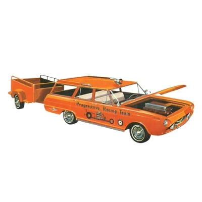 Image of AMT 1963 Chevy II Station Wagon w/Trailer 1:25 Scale Model Kit