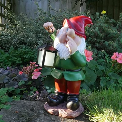 Image of Garden Gnome Statue Large Ornament Sculpture Decorative light Gnomes Resin Figurine Waterproof Lawn Patio Décor (Red Hat Gnome(30x14cm))