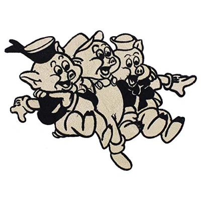 Image of EMDOMO Brand Happy Pigs Fabric Patches Embroidered Applique Sew on Badges Clothes Jacket Decorated Crafts Sewing 2pieces