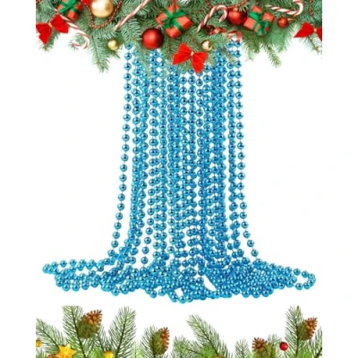 Image of UKDeals Direct UKDD® 10m Long Christmas Bead Chain Shiny Garlands tree Decorations (ICE)