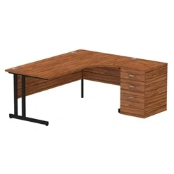 Image of Impulse 1800 R Crescent Desk Walnut Black Cantilever 600 High Ped