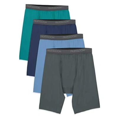 Image of Fruit of the Loom Men&#039;s Lightweight Micro Stretch Boxer Briefs Underwear, Long Leg 4 Pack Assorted Colors, XXL (Pack 4)