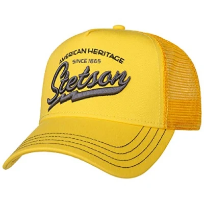 Image of Stetson Since 1865 Trucker Cap Men Snapback Baseball Snapback, with Peak, Peak Summer Winter One Size Yellow