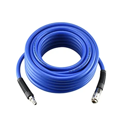 Image of aunstarwei 3/8&quot; PVC/Rubber Hybrid Air Hose Blue with 1/4&quot; Europe Steel Quick Coupler and Plug Fittings, 10m Length