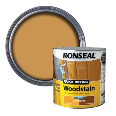 Image of Ronseal QDWSNO25L 2.5 Litre Satin Finish Quick Dry Woodstain Natural Oak