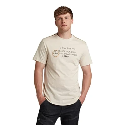 Image of G Star Men&#039;s Lash Text Graphic T Shirt, White (dk talc D21200 336 A488), XS