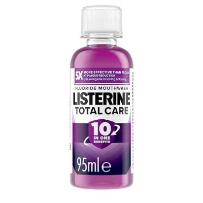 Image of Listerine Total Care Antibacterial Mouthwash (95ml), Caring and Cleansing with 10 in 1 Benefits, Clean Mint Flavoured to Freshen Breath