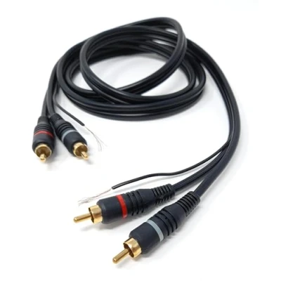 Image of DRUT 1.5m Twin RCA to Phono Turntable Mixer Ground Lead With Earth Terminals Cable (5ft.)