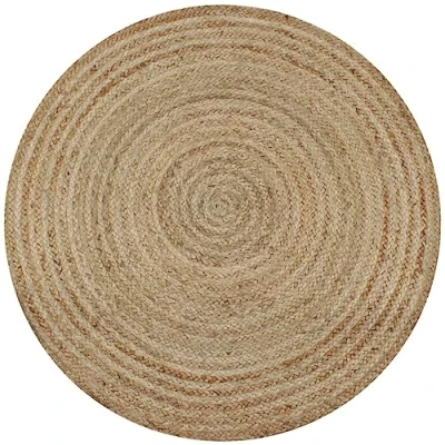 Image of vidaXL Round Handwoven Area Rug Natural Braided Jute Versatile 150 cm Diameter, Soft textured and Durable for Home Office, Living Room, Bedroom Decor