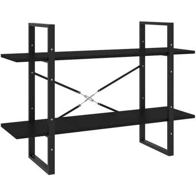 Image of vidaXL 2 Tier Book Cabinet Black 100x30x70 cm Engineered Wood