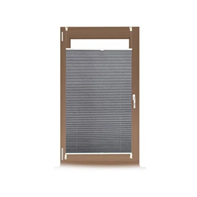 Image of Relaxdays Pleated Blinds, No Drilling, Adhesive Klemmfix, Folding Roller, Transparent, Shades, Grey, 60 x 130 cm
