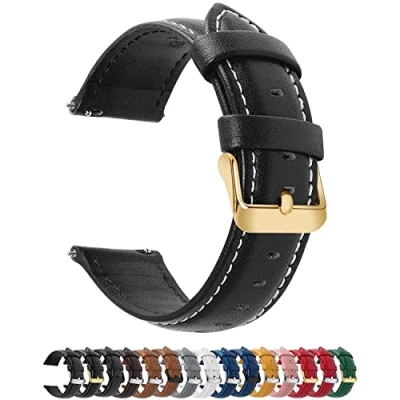 Image of Fullmosa 22mm Watch Straps for Men Women Leather Replacement Bands Compatible with Samsung Galaxy 3, 46mm, Garmin Vivoactive 4, Fossil Gen 5/6, Huawei GT2 /pro