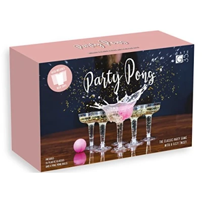 Image of Set of 12 Plastic Champagne Glasses and 4 Ping Pong Balls, Upmarket Beer Game
