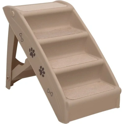Image of vidaXL Folding Dog Stairs Brown 62x40x49.5 cm