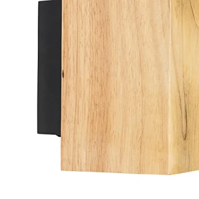 Image of QAZQA Rural Wall Lamp I Light Wood Square 2 Sandy Country Suitable for LED GU10 Living Room Kitchen Bedroom