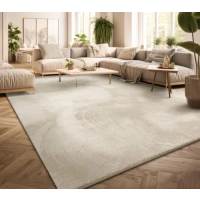 Image of TT Home Large Rug Short Pile Monochrome Modern Design Washable Yellow Gold, colour: Cream, Size:160x220 cm