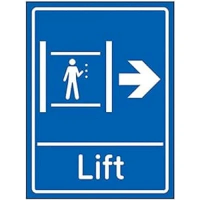 Image of V Safety Lift Arrow Right 200mm x 300mm Blue 1mm Rigid Plastic