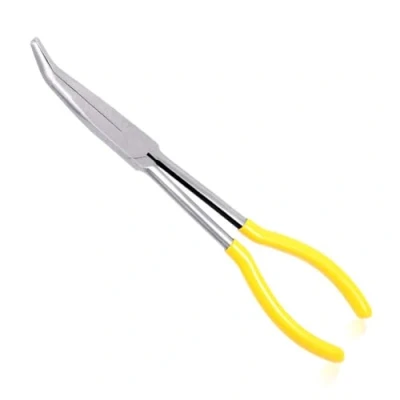 Image of SPEEDWOX Long Reach 45 Degree Needle Nose Pliers 11 Inches Bent Serrated Jaws