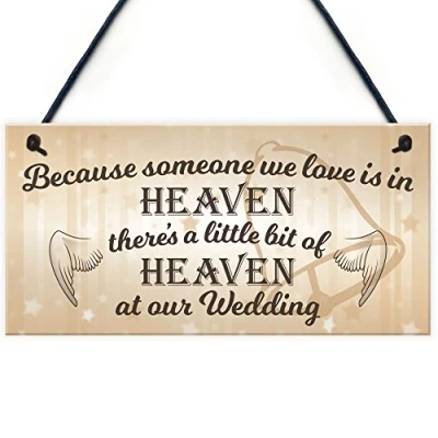 Image of RED OCEAN Someone We Love Is In Heaven Memorial Wedding Plaque Wooden Hanging Sign Gift