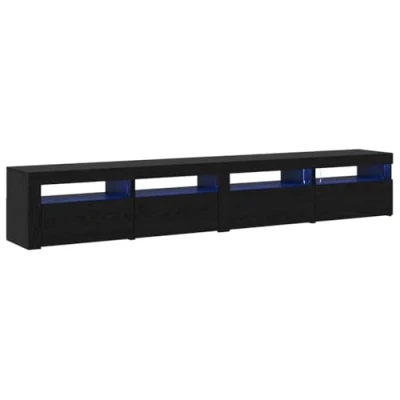 Image of vidaXL 3 Piece TV Cabinet Set with LED Lights Black Oak Engineered Wood