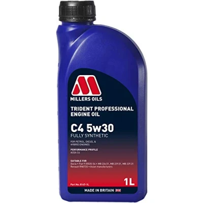 Image of Millers Oils Trident Professional C4 5W 30 5W30 Fully Synthetic Engine Oil 1 Litre 1L