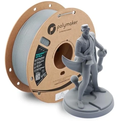 Image of Polymaker HT PLA Filament 1.75mm Grey, High Temp for 3D Printing, Heat Stable Up to 130C, Easy Print, Works with Most FDM Printers, 1kg Spool