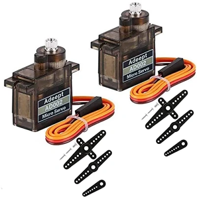 Image of Adeept 2Pcs Micro Servo Motor Kit AD002 9G Metal Geared for DIY Smart Car Robot/Robotic Arm/STEM Raspberry Pi Arduino Project/Helicopter Plane Boat