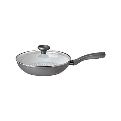 Image of Prestige Earth Pan Ceramic Non Stick Frying with Lid 28cm Toxic Pan, Induction Ready, Dishwasher Safe, Made in Italy, Grau